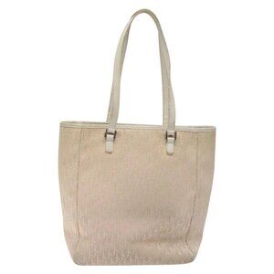 Christian Dior Trotter Canvas Tote Bag Pink Silver Auth ar13412